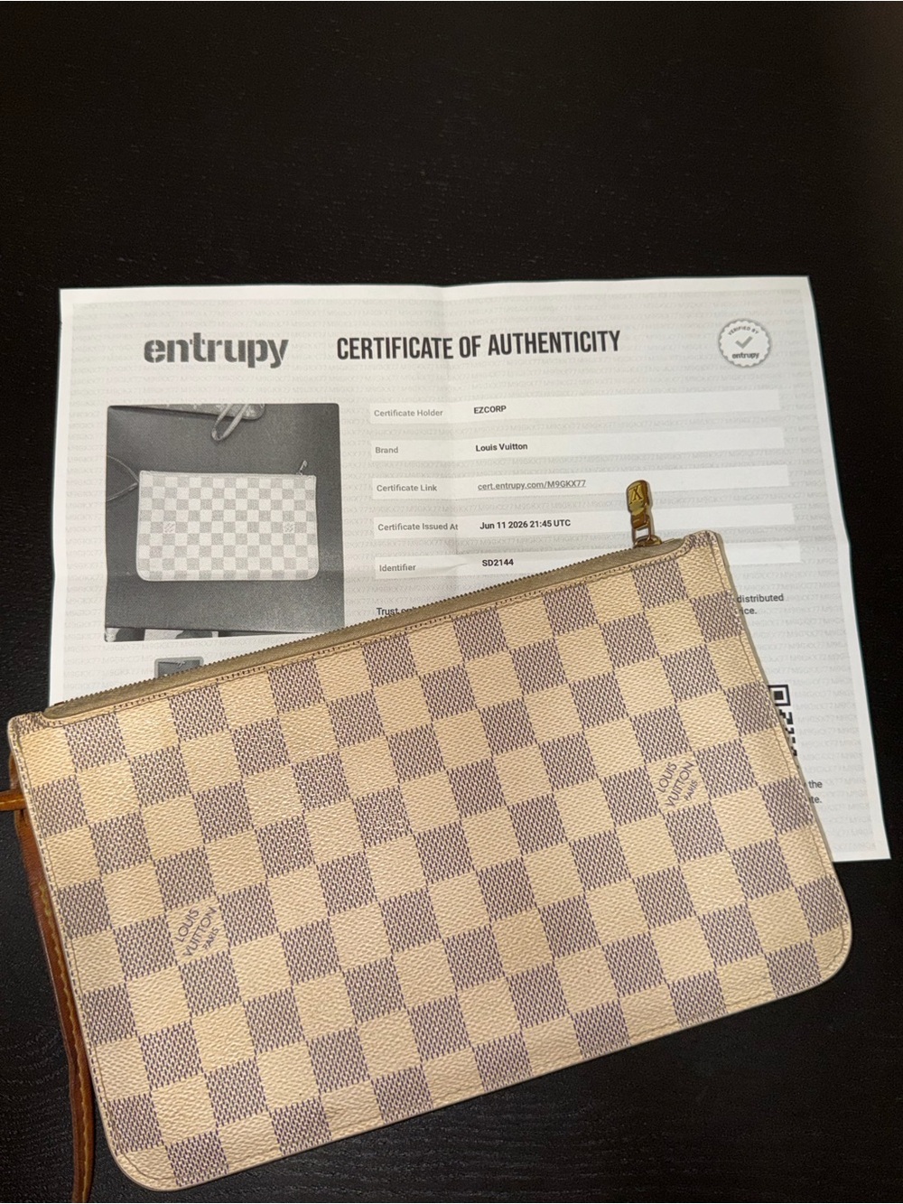 Louis Vuitton Beige and Tan Leather Interior Patch Detail